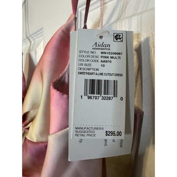 Aidan Mattox 10 Pink Floral Long Maxi Gown Dress Pockets Party Wedding NWT - Picture 13 of 13